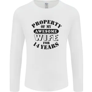 14th Wedding Anniversary 14 Year Funny Wife Mens Long Sleeve T-Shirt