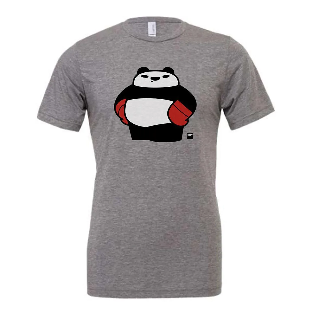 Adult Crew Neck - Panda Pose Heather Gray (XS - 2X) by Punching Pandas