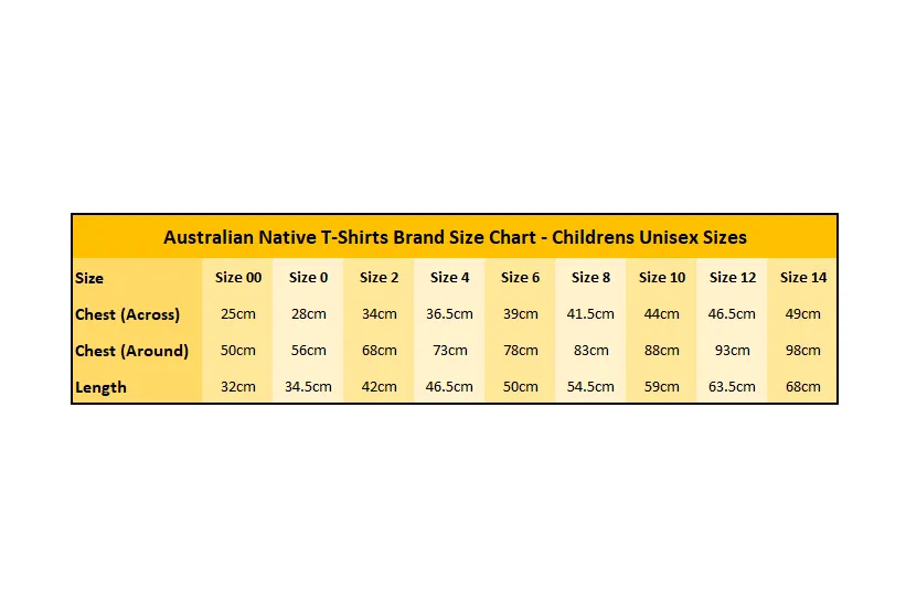 Aussie Sports Childrens T-Shirt (Yellow Gold, Green Print)