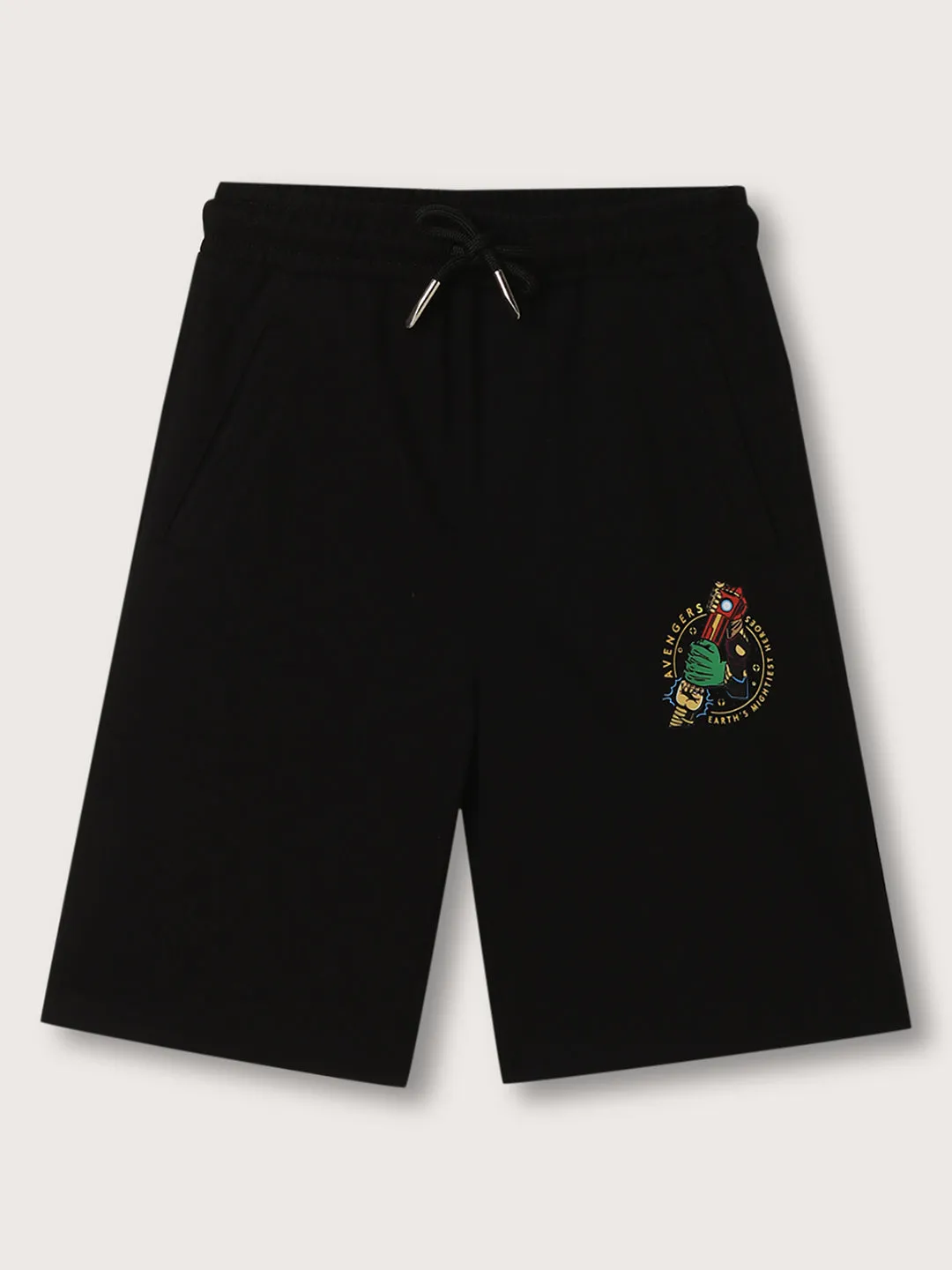 Blue Giraffe Boys Black Solid Regular Fit Shorts