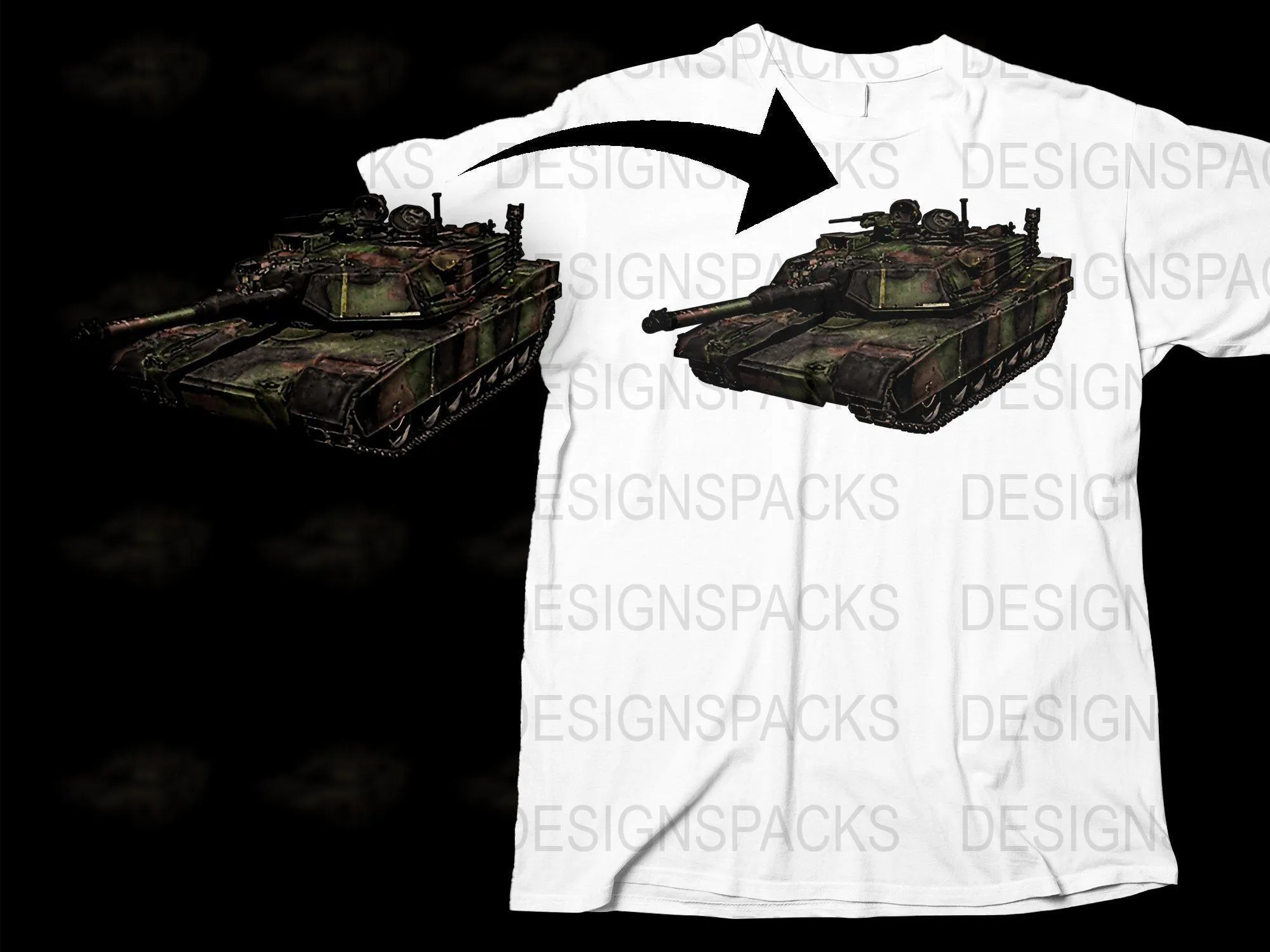 Bold M1 Abrams Tank Graphic Png Digital Download