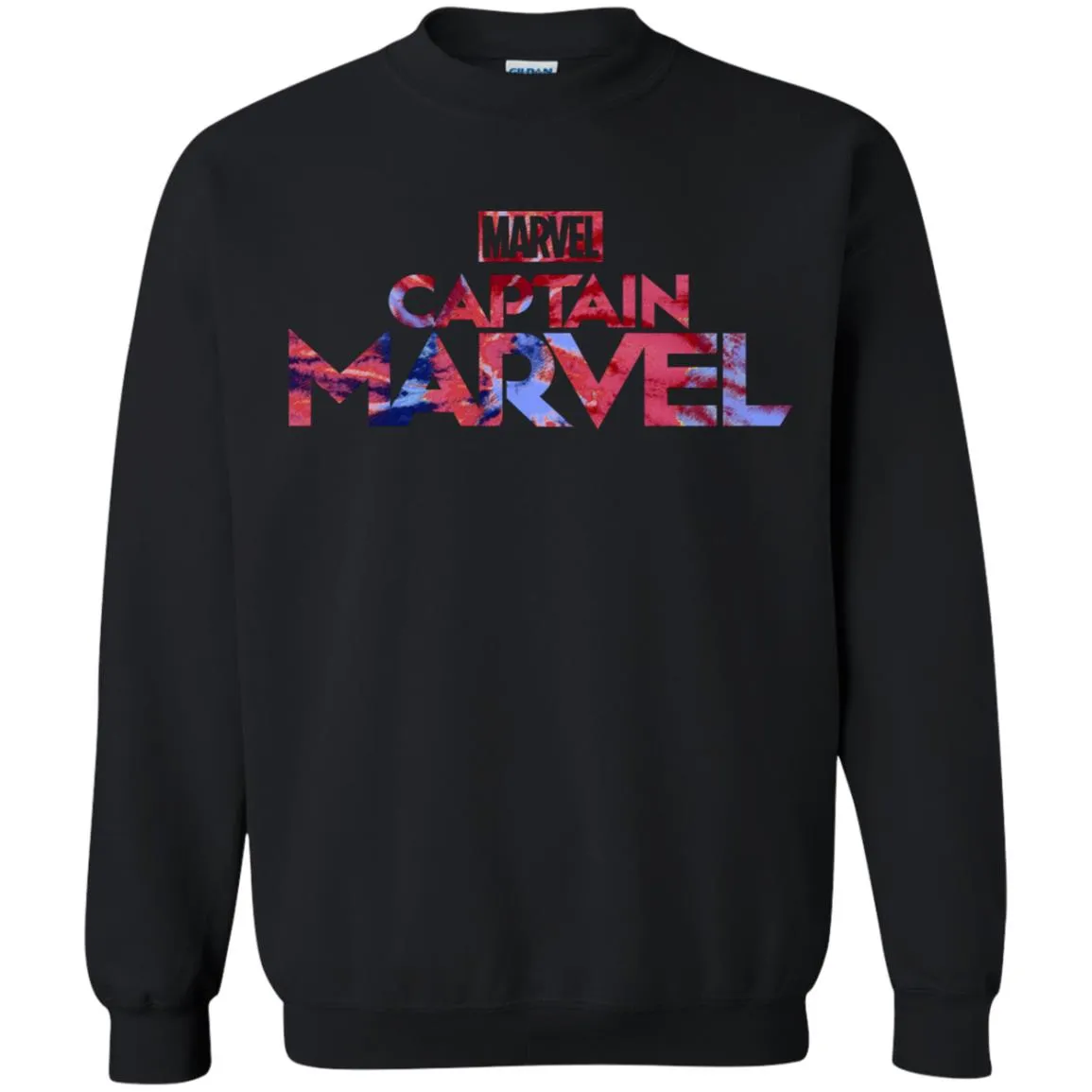 Captain Marvel Bold Tie Dye Movie Logo Crewneck Pullover Sweatshirt