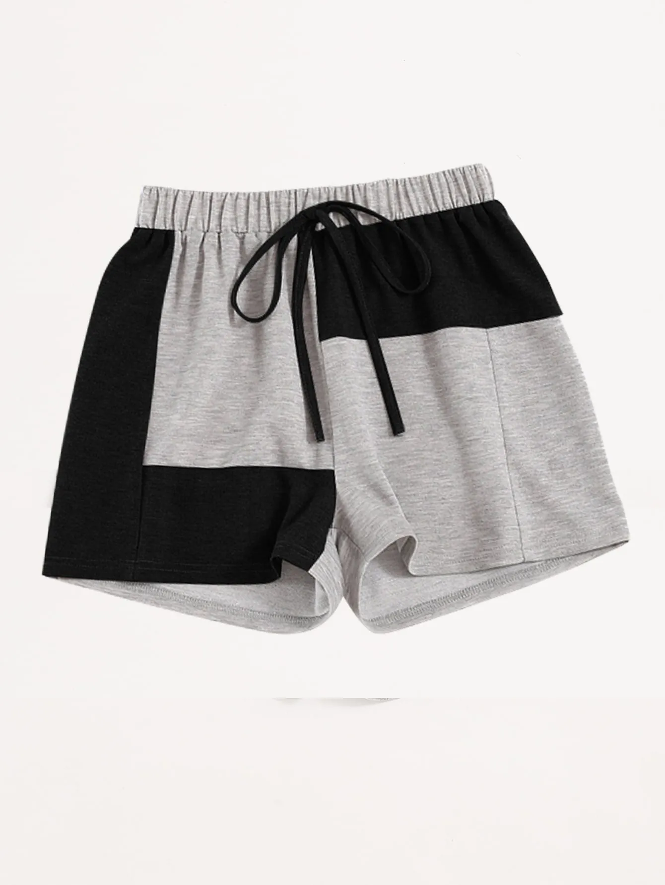 Casual Colorblock Tie Front Natural Women Shorts