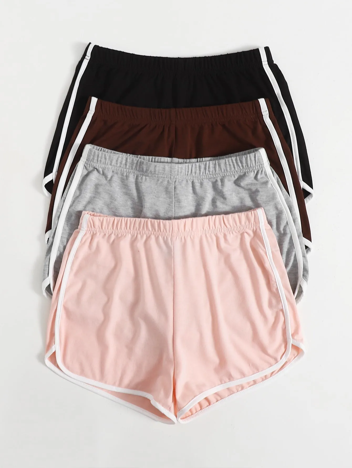 Casual Plain Contrast Binding High Waist Women Shorts