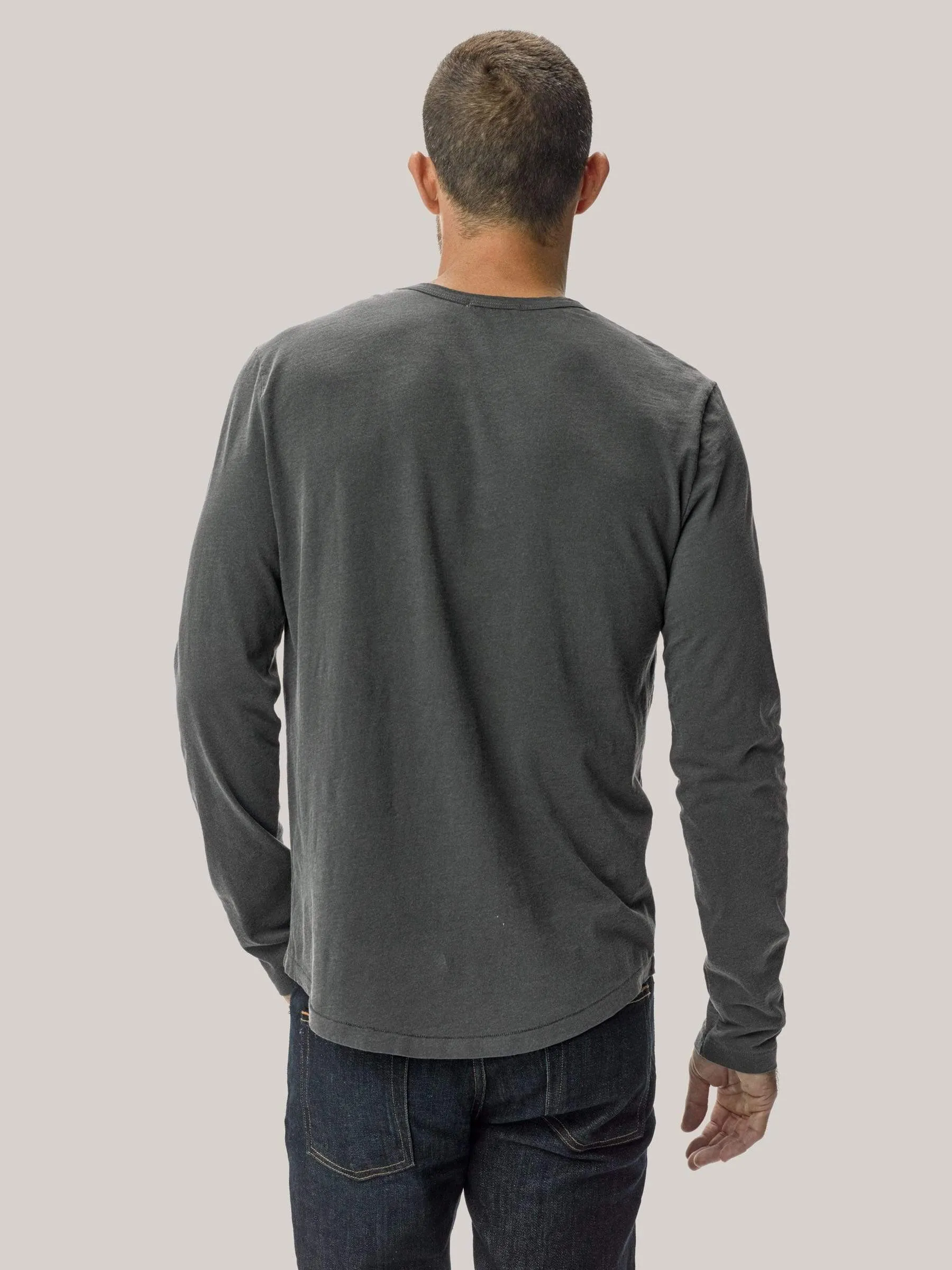 Coal Long Sleeve Slub Curved Hem Tee