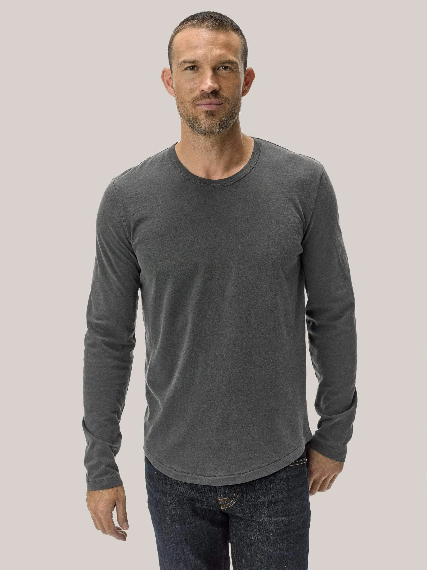 Coal Long Sleeve Slub Curved Hem Tee