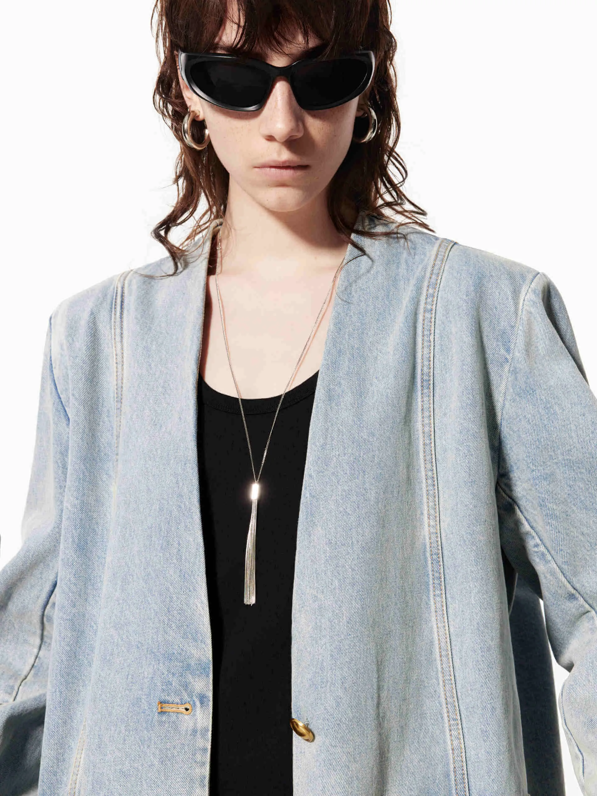 Collarless Oversize Jacket