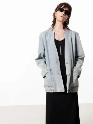 Collarless Oversize Jacket