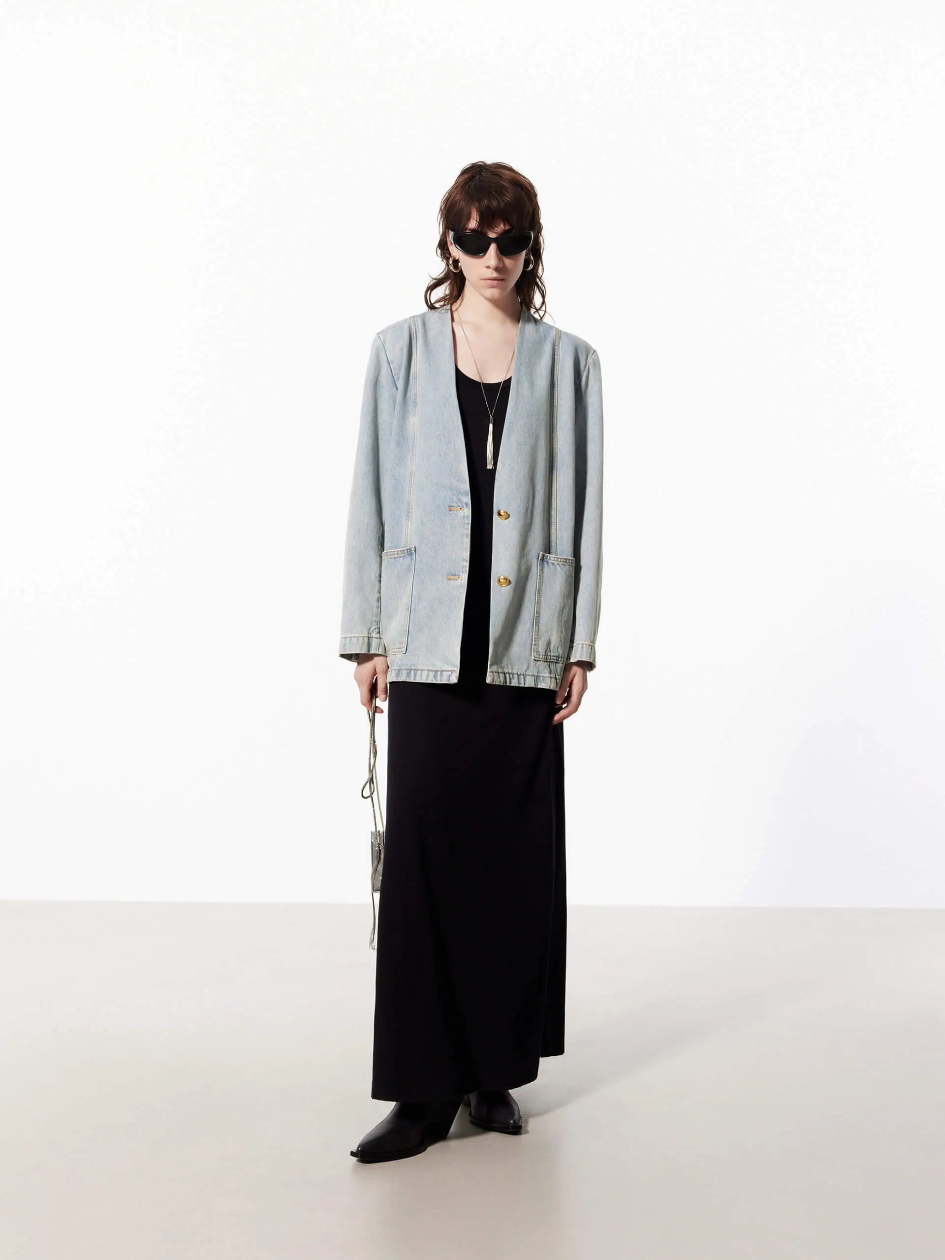 Collarless Oversize Jacket