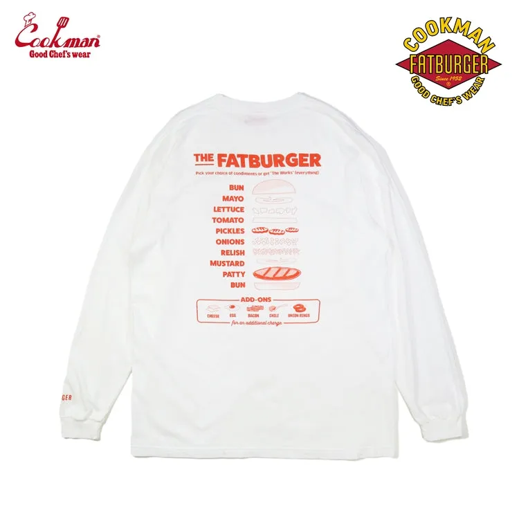 Cookman Washed Long Sleeve Tees - FAT Topping Menu : White