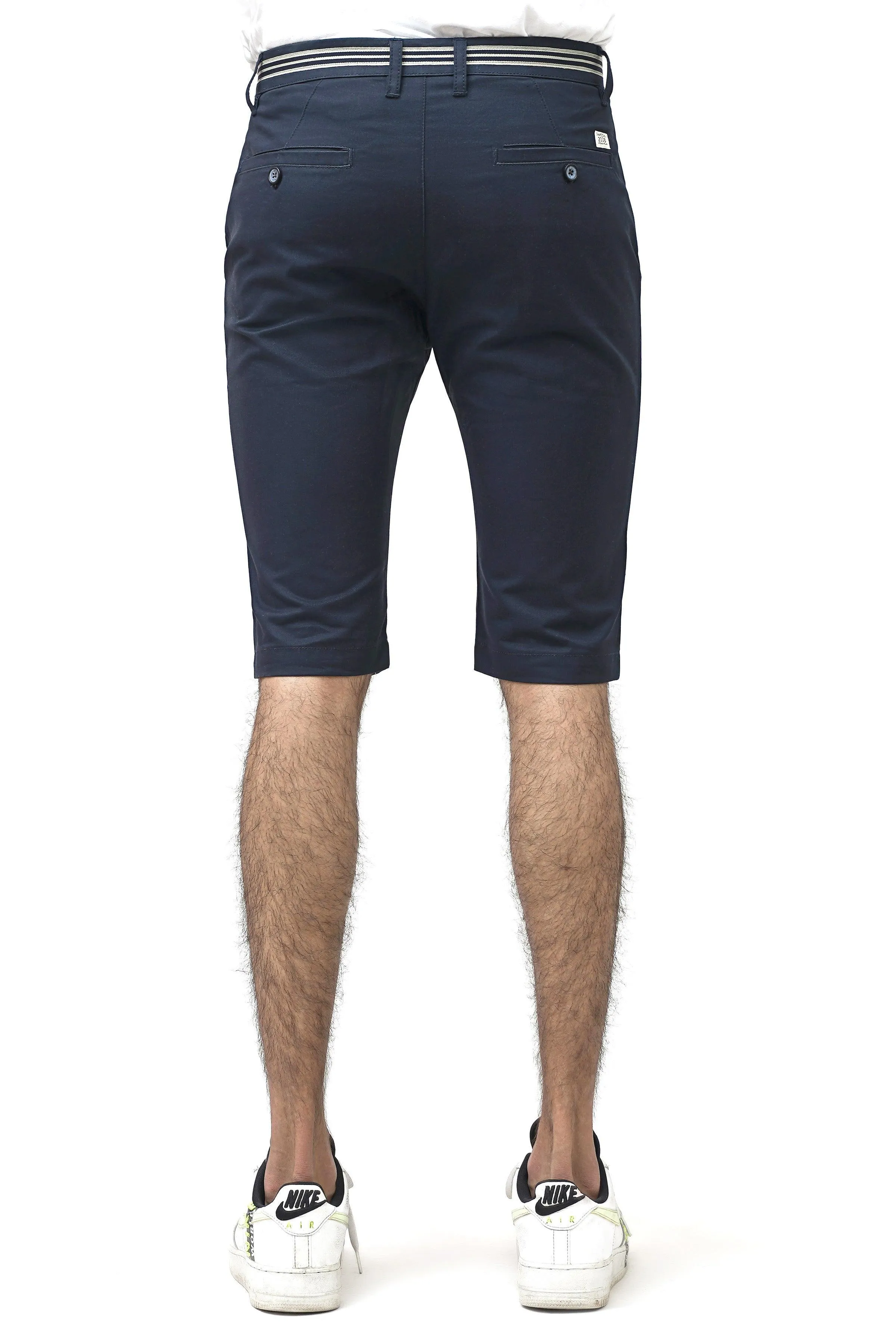 CROSS POCKET CHINO NAVY SHORTS