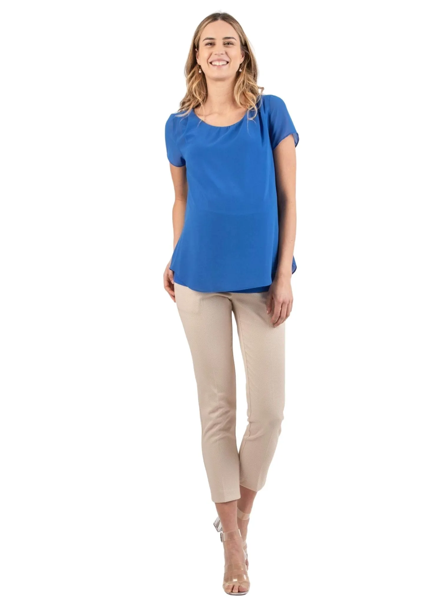 Double Layer Maternity T-Shirt - Blue