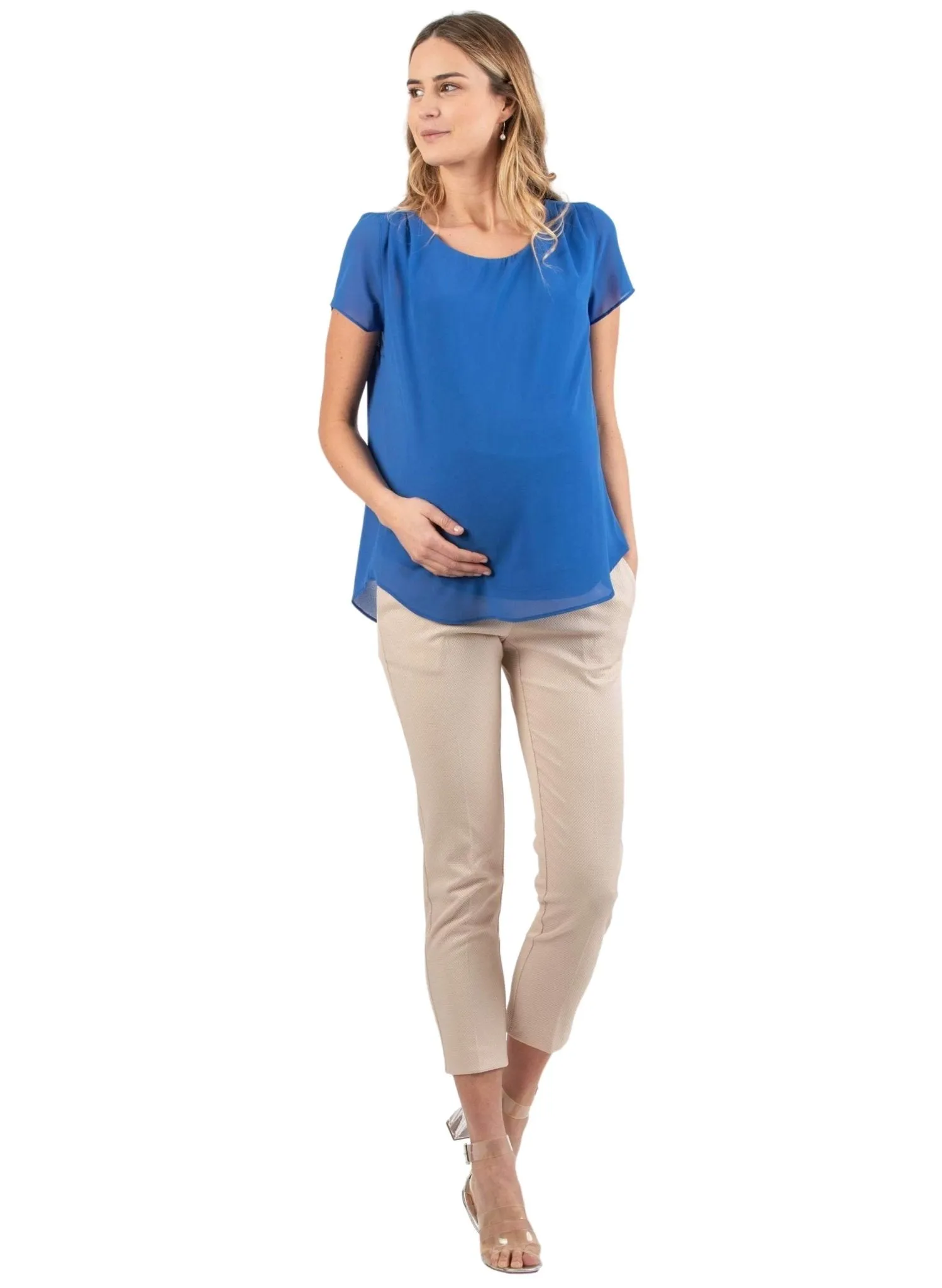 Double Layer Maternity T-Shirt - Blue