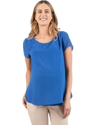 Double Layer Maternity T-Shirt - Blue