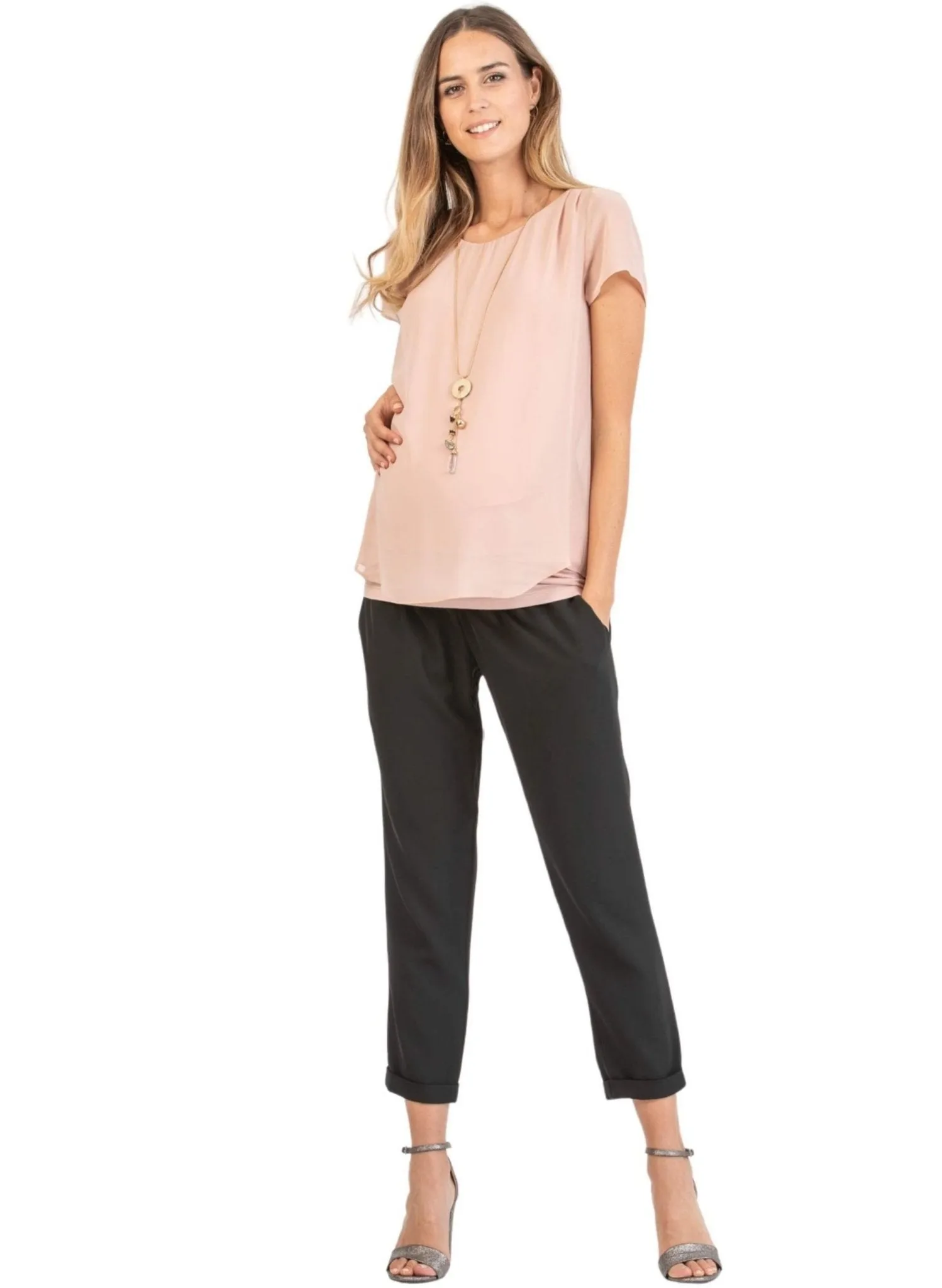 Double Layer Maternity T-Shirt - Pink