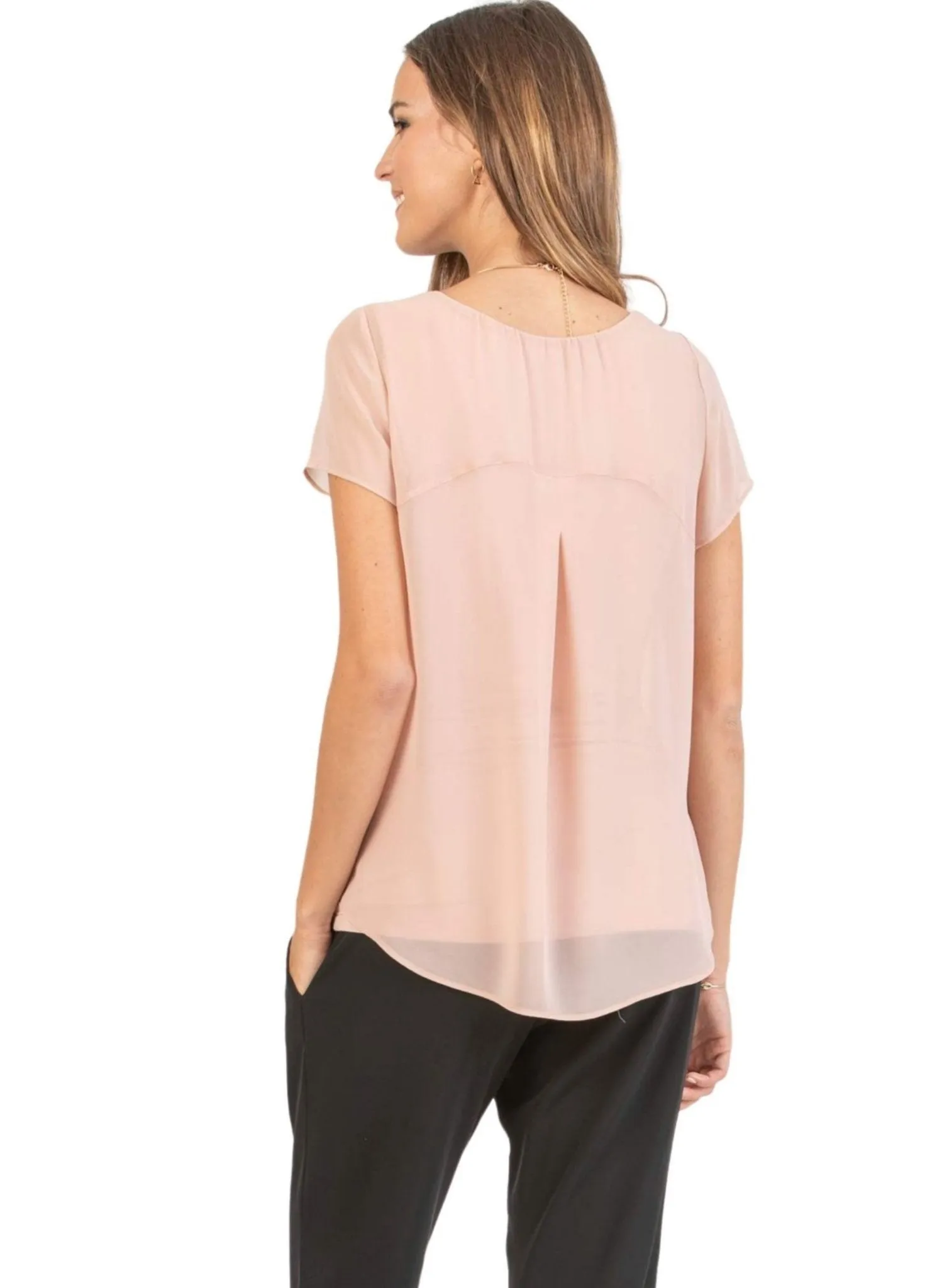 Double Layer Maternity T-Shirt - Pink