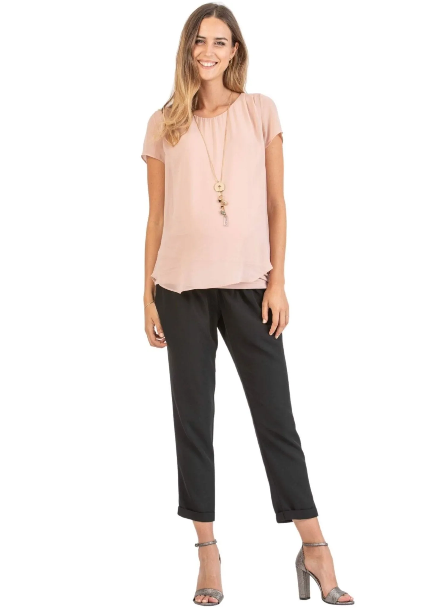 Double Layer Maternity T-Shirt - Pink