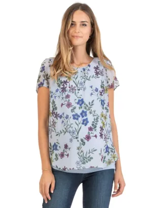 Double Layer Maternity T-Shirt with Floral Print