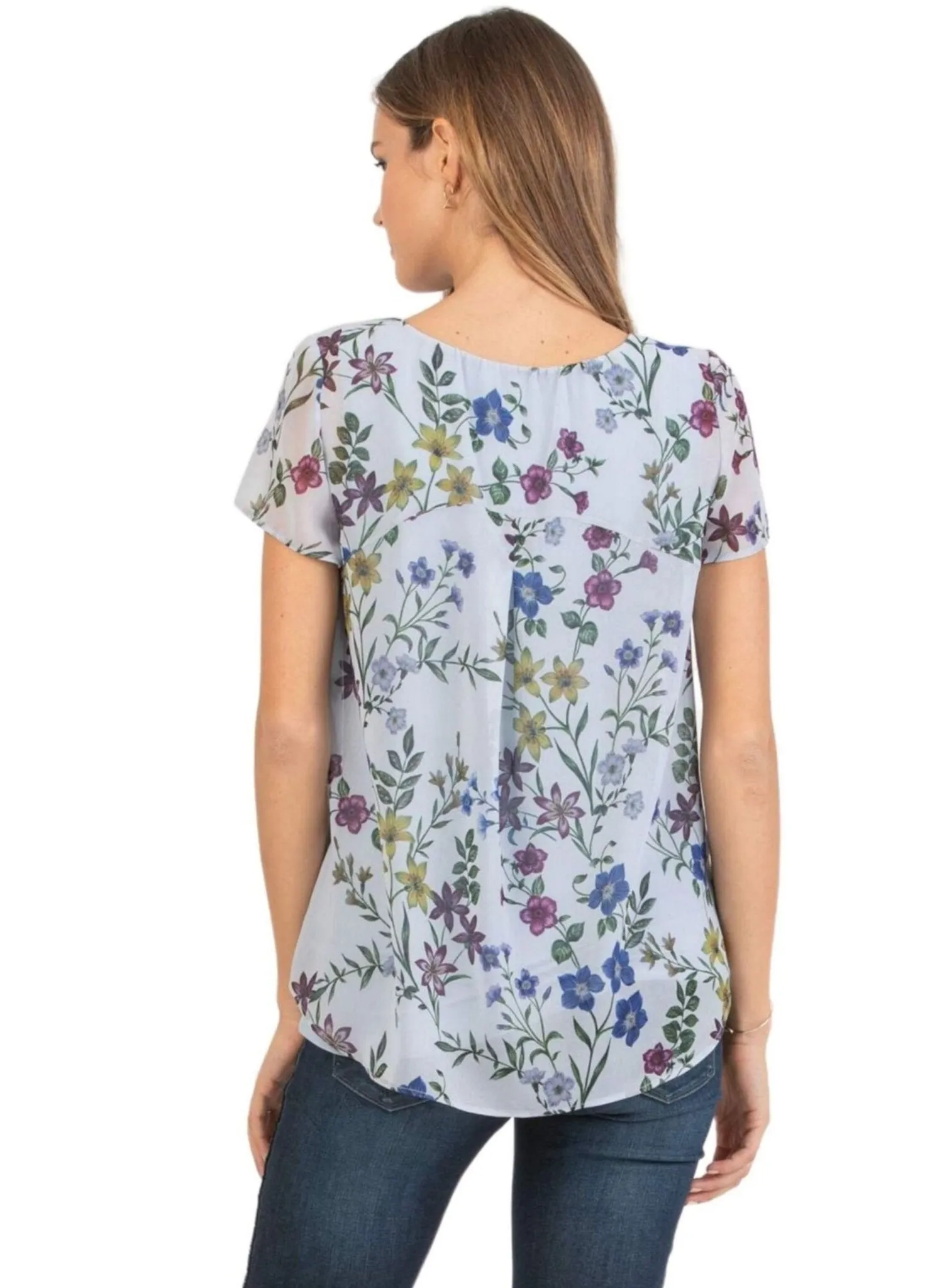 Double Layer Maternity T-Shirt with Floral Print