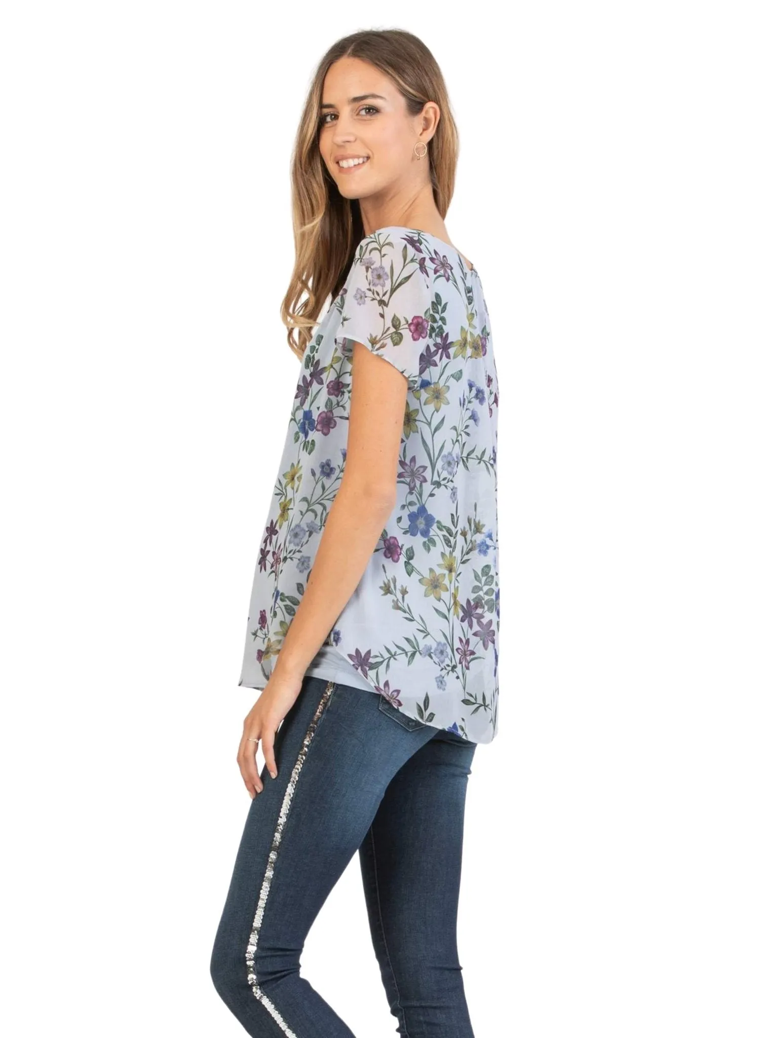 Double Layer Maternity T-Shirt with Floral Print