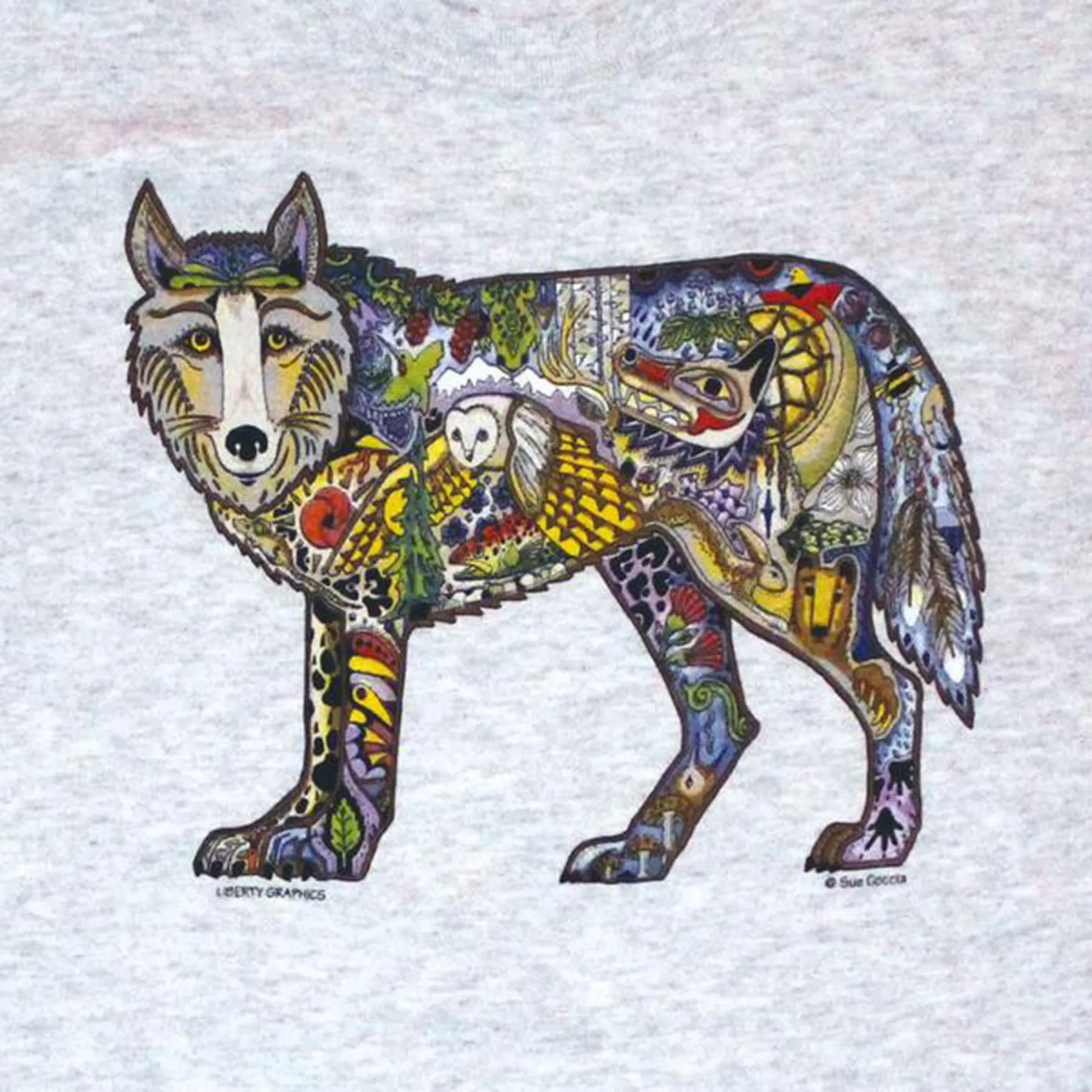 Earth Art Wolf Adult Ash T-shirt