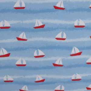 EUROPEAN - Cotton French Terry Print  - Sailboat - Blue