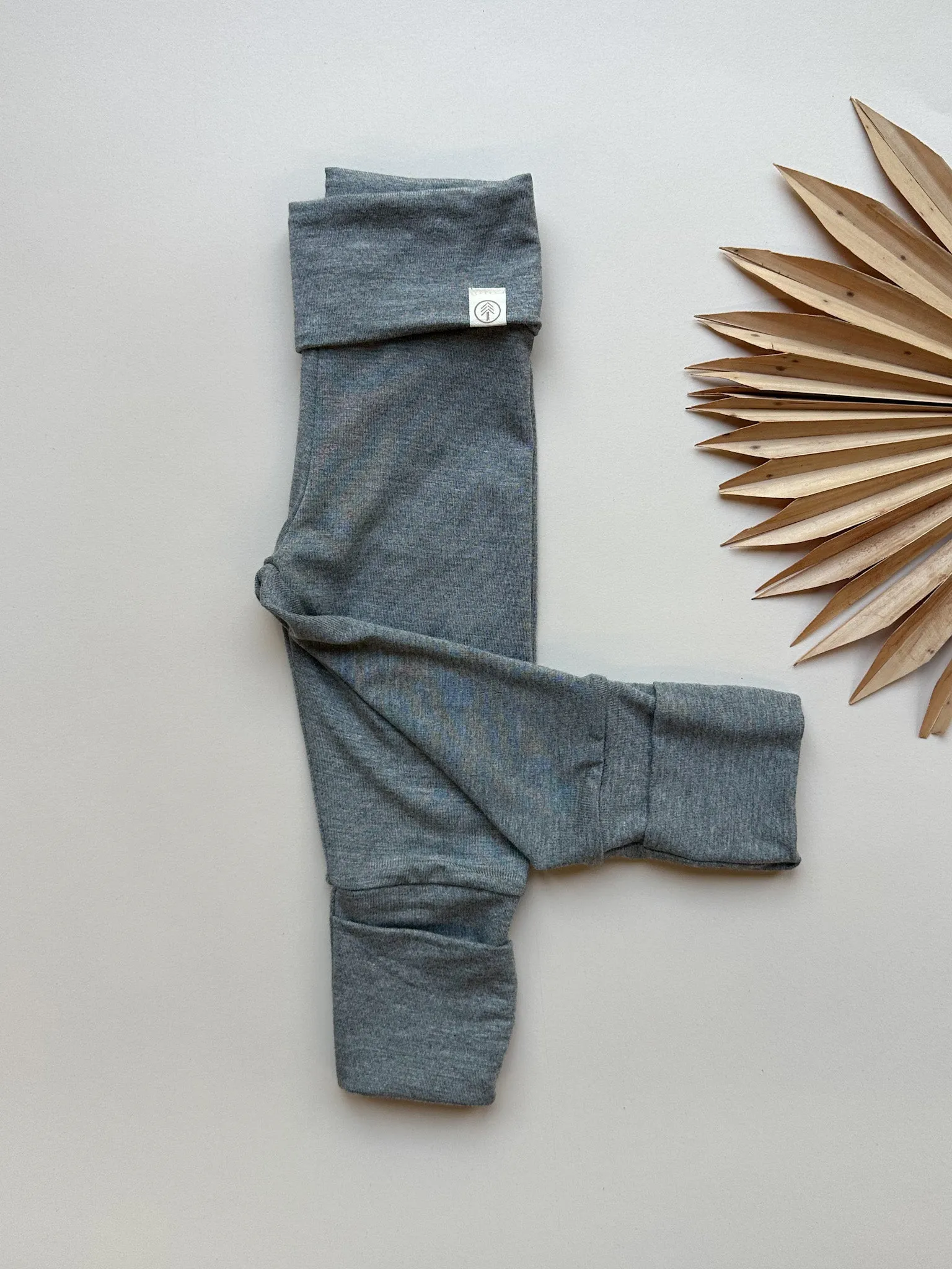 Fold-Over Footie Bamboo Leggings | Dark Heather Gray