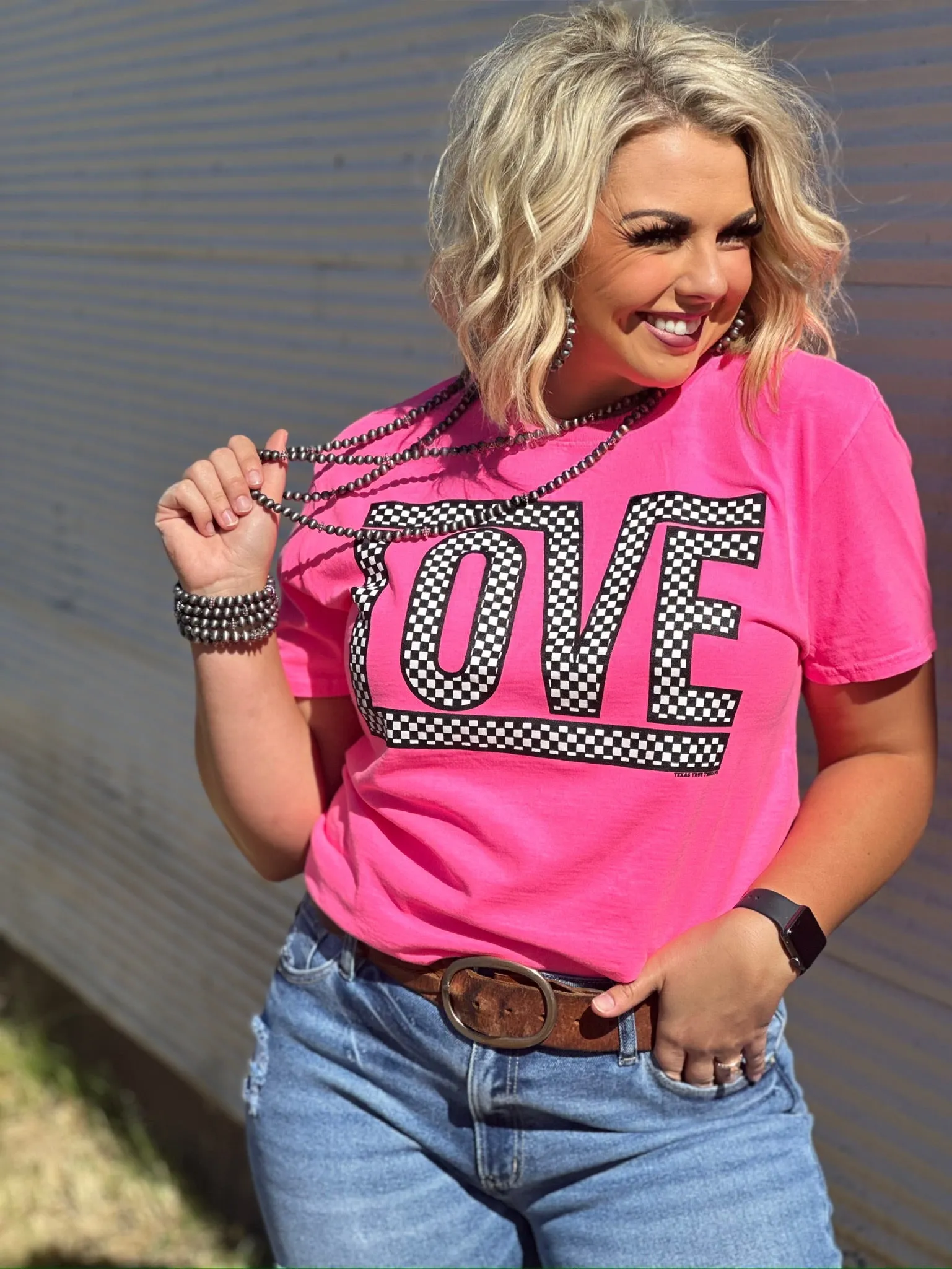 Funky Checkered Love Tee & Sweatshirt