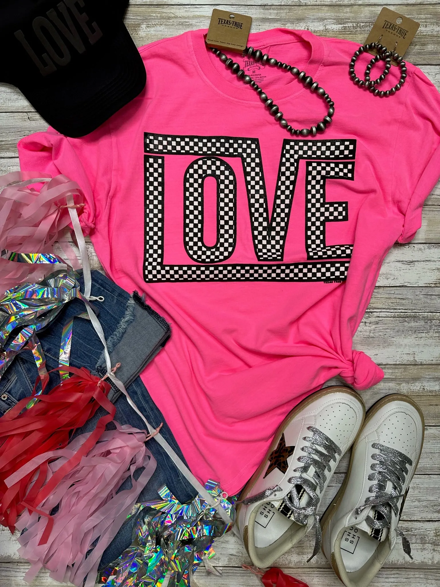 Funky Checkered Love Tee & Sweatshirt