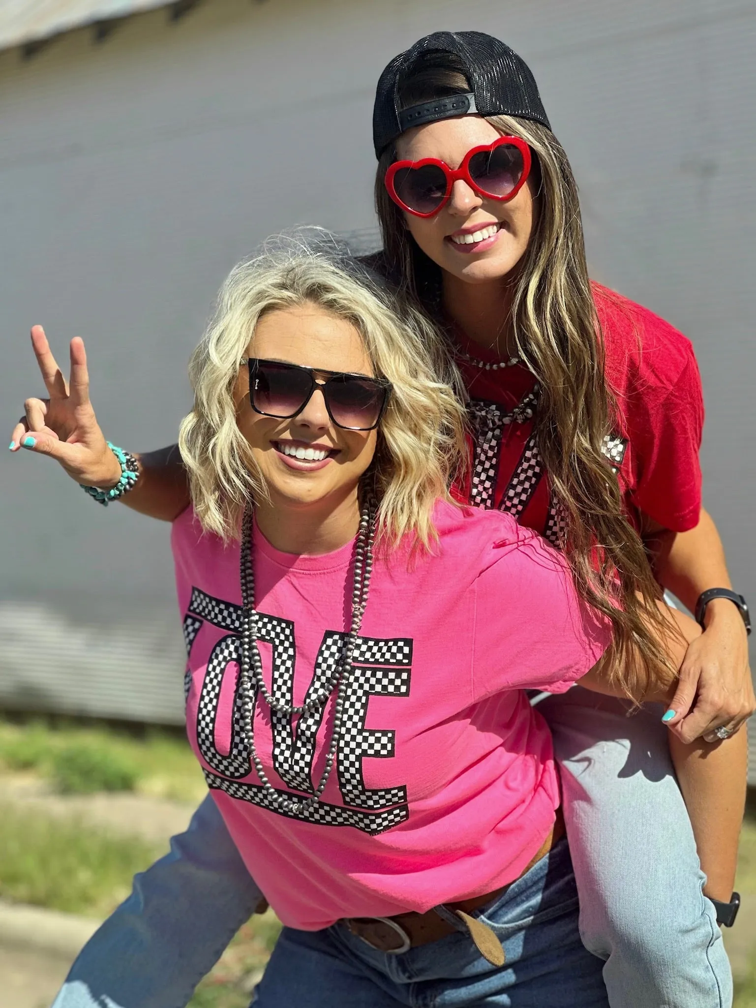 Funky Checkered Love Tee & Sweatshirt