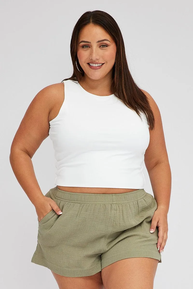 Green Relaxed Shorts High Rise