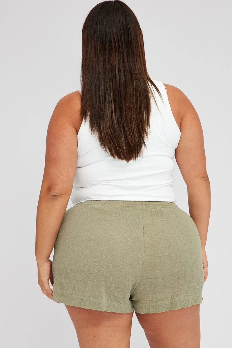 Green Relaxed Shorts High Rise