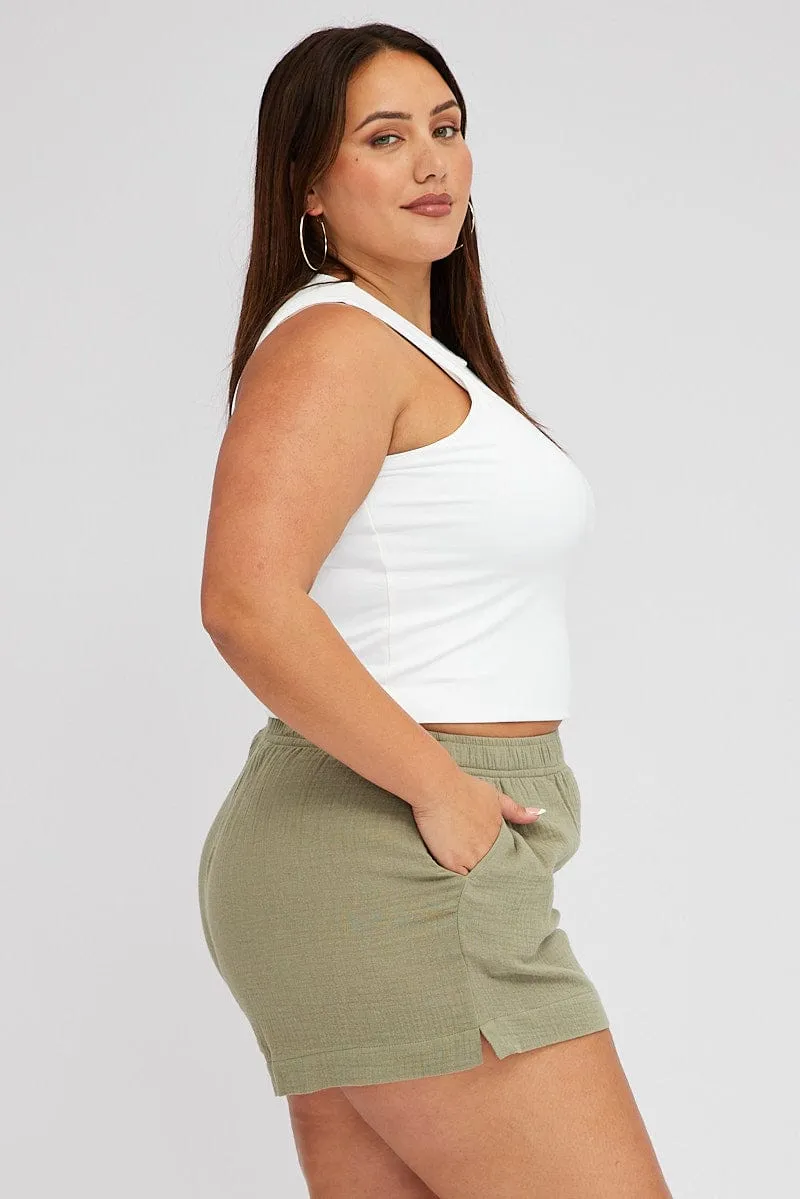 Green Relaxed Shorts High Rise