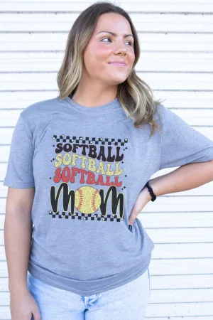 Groovy Stacked Softball Mom Adult Soft-Tek Blend T-Shirt