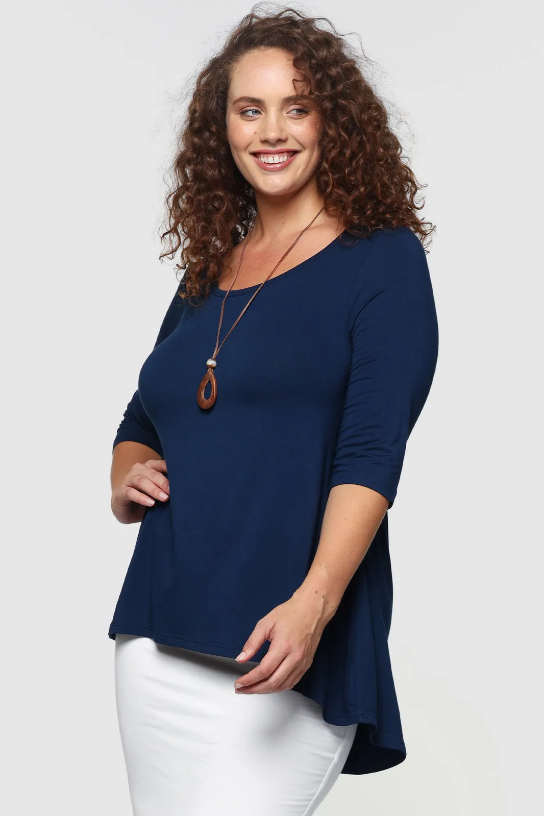 Hi Lo Hem Top - Navy