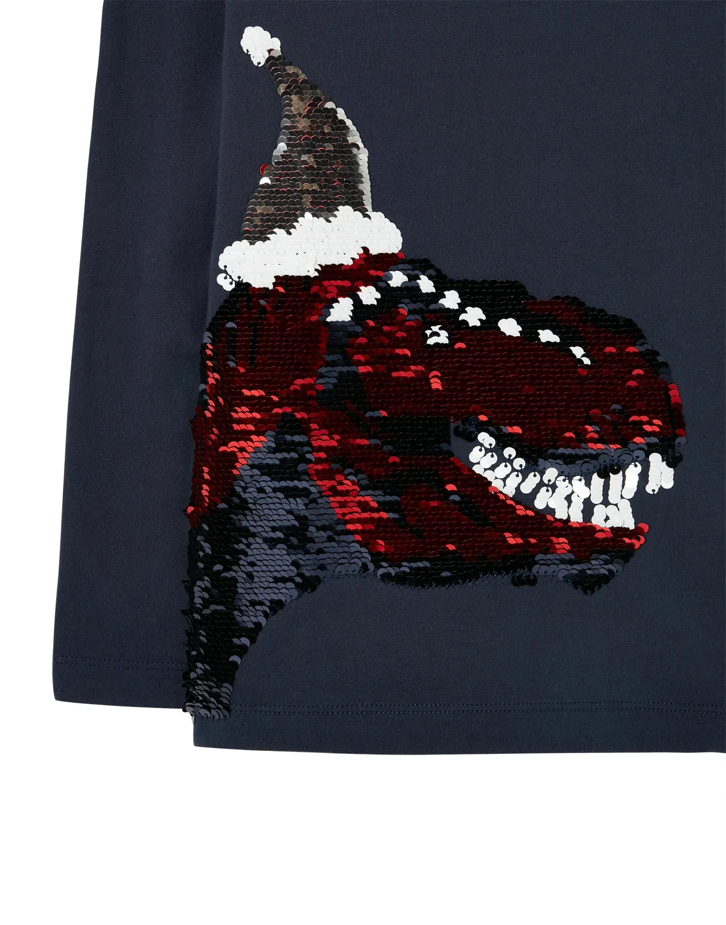 Long Sleeve Two-way Sequin Christmas Dinosaur T-Shirt | Joules