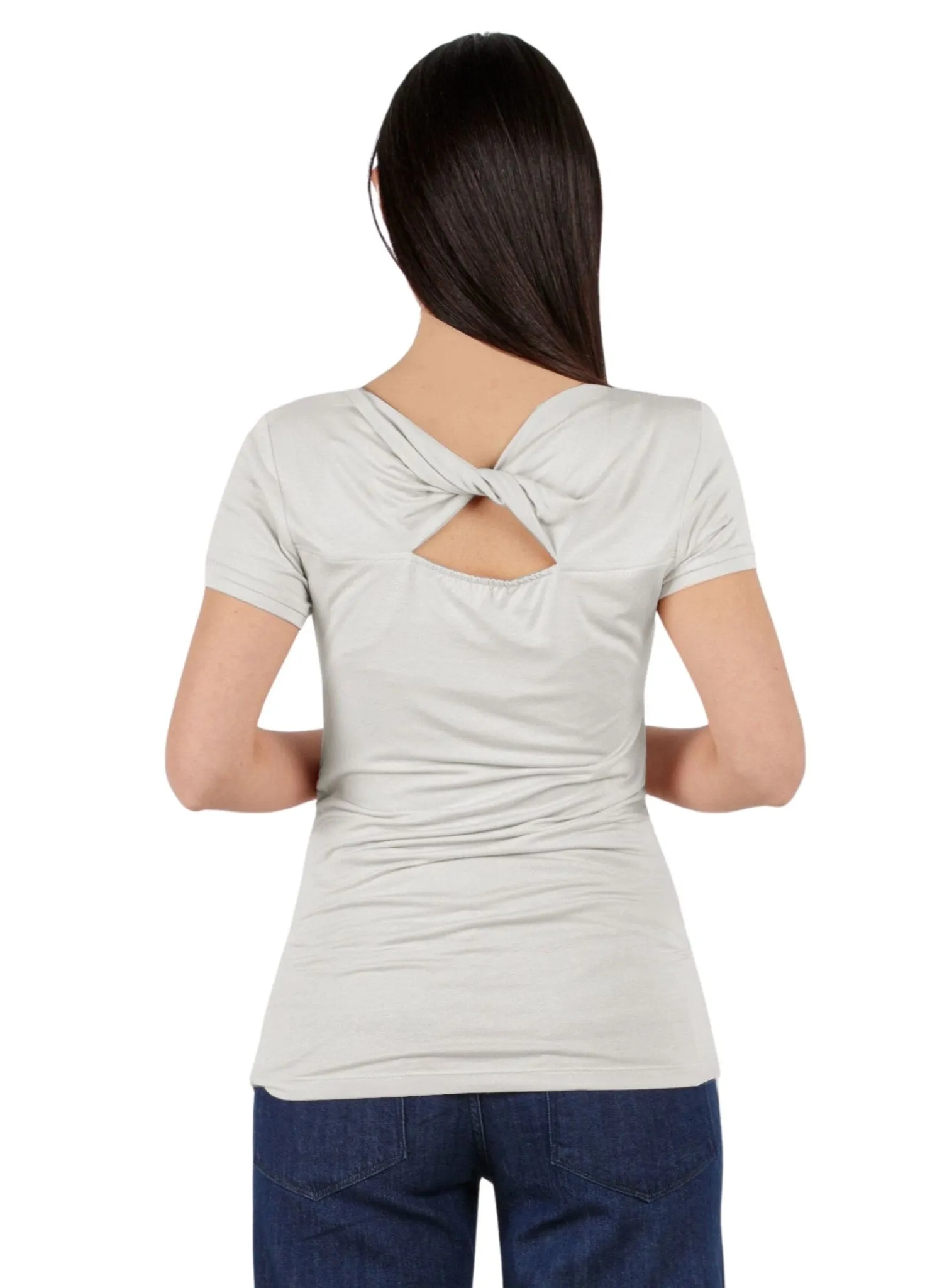 Maternity T-shirt with Back Yoke - Off White