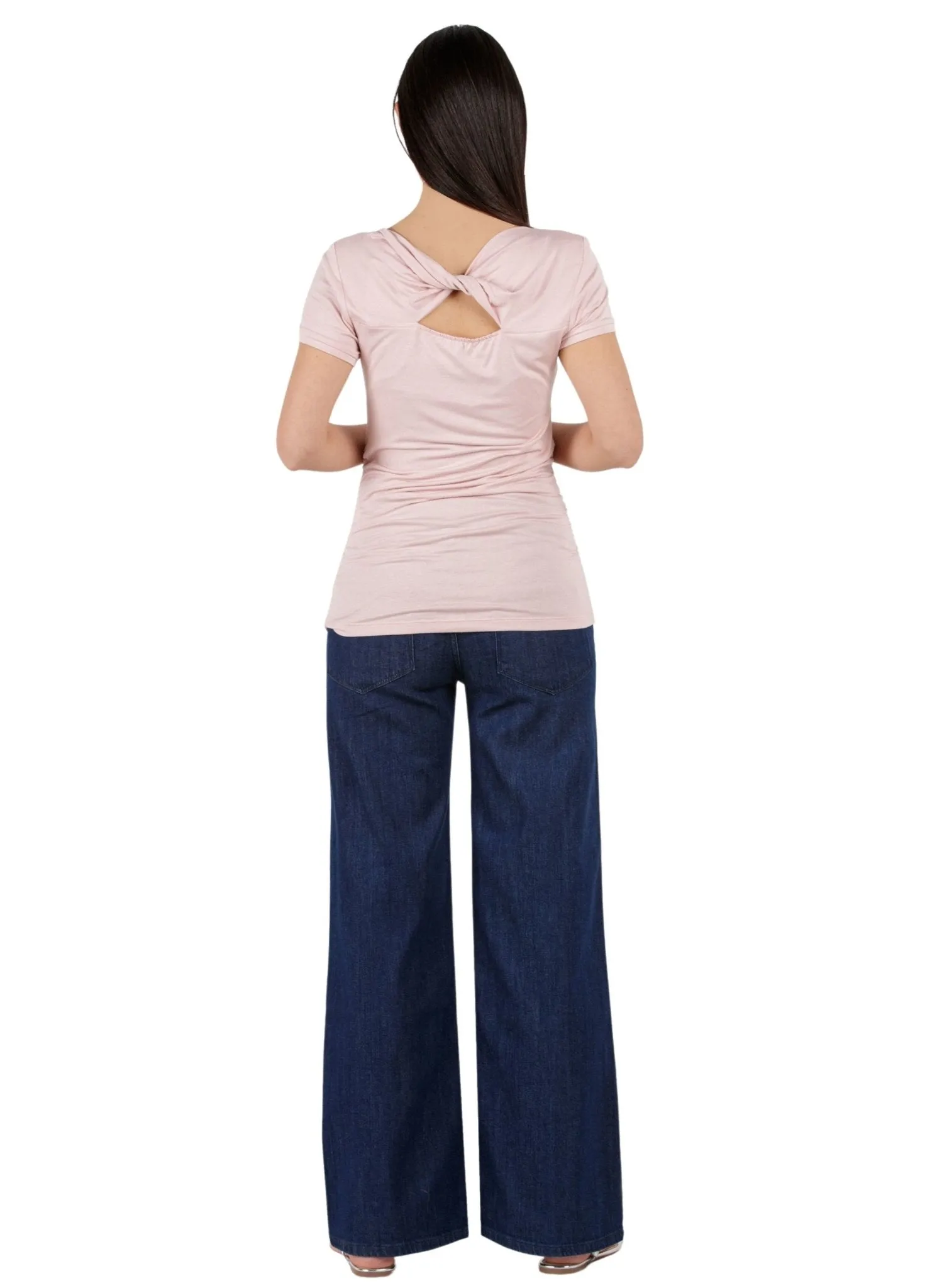 Maternity T-shirt with Back Yoke - Pink