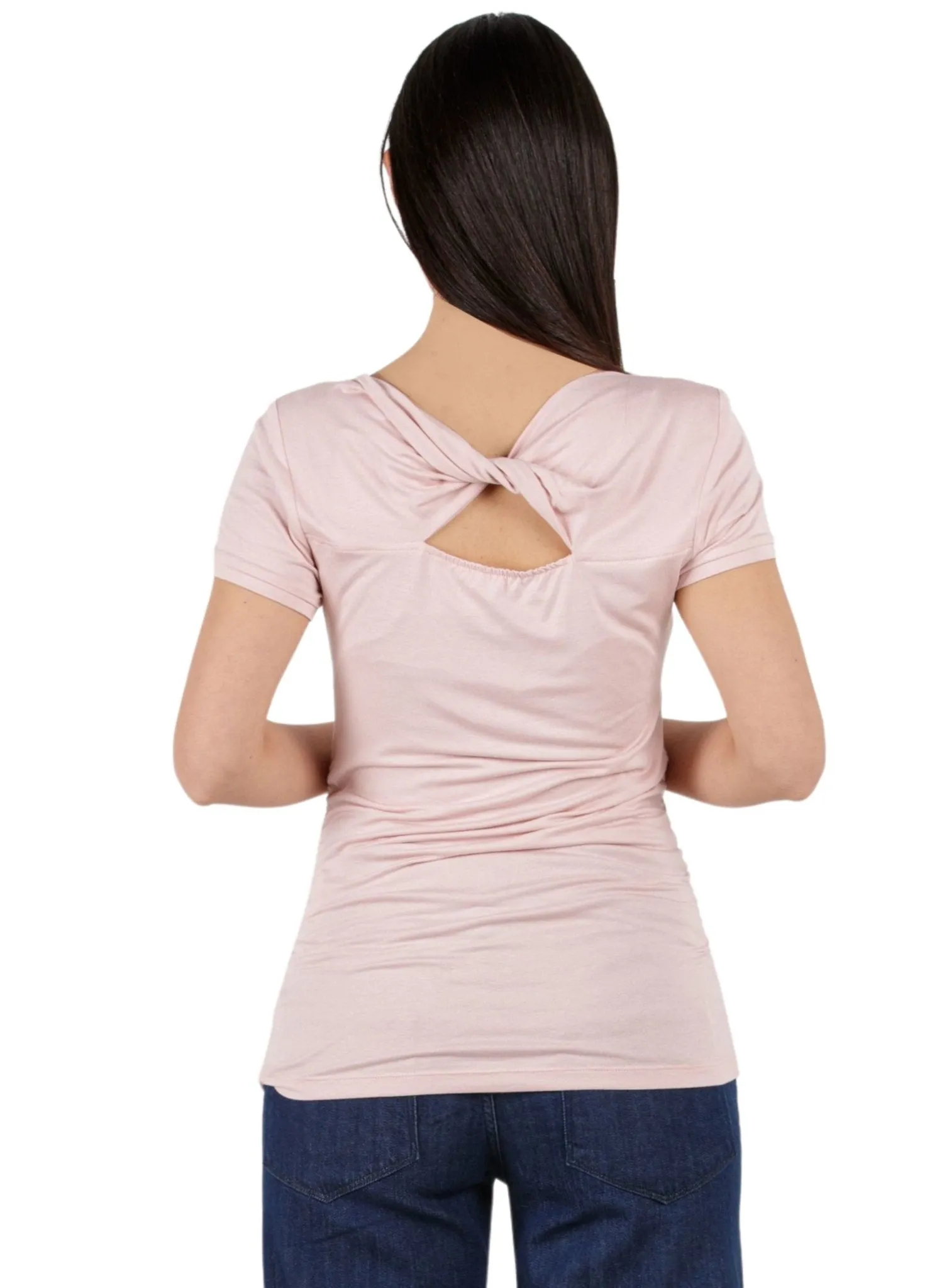 Maternity T-shirt with Back Yoke - Pink