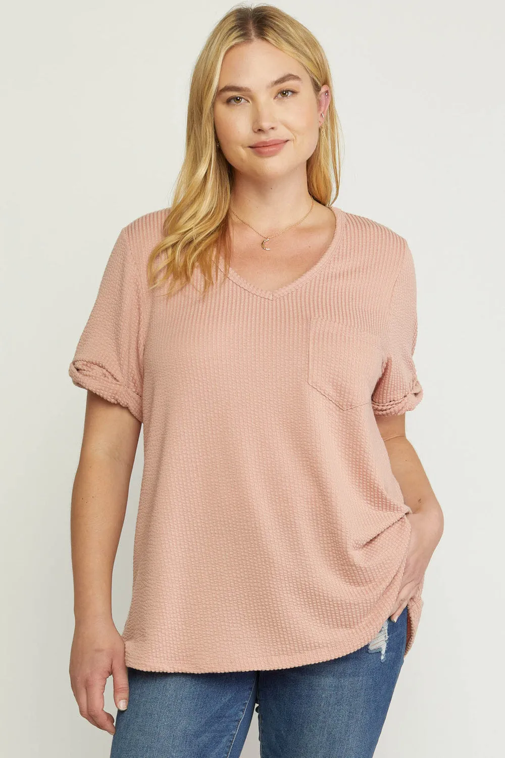 Mauve Textured Pocket Top