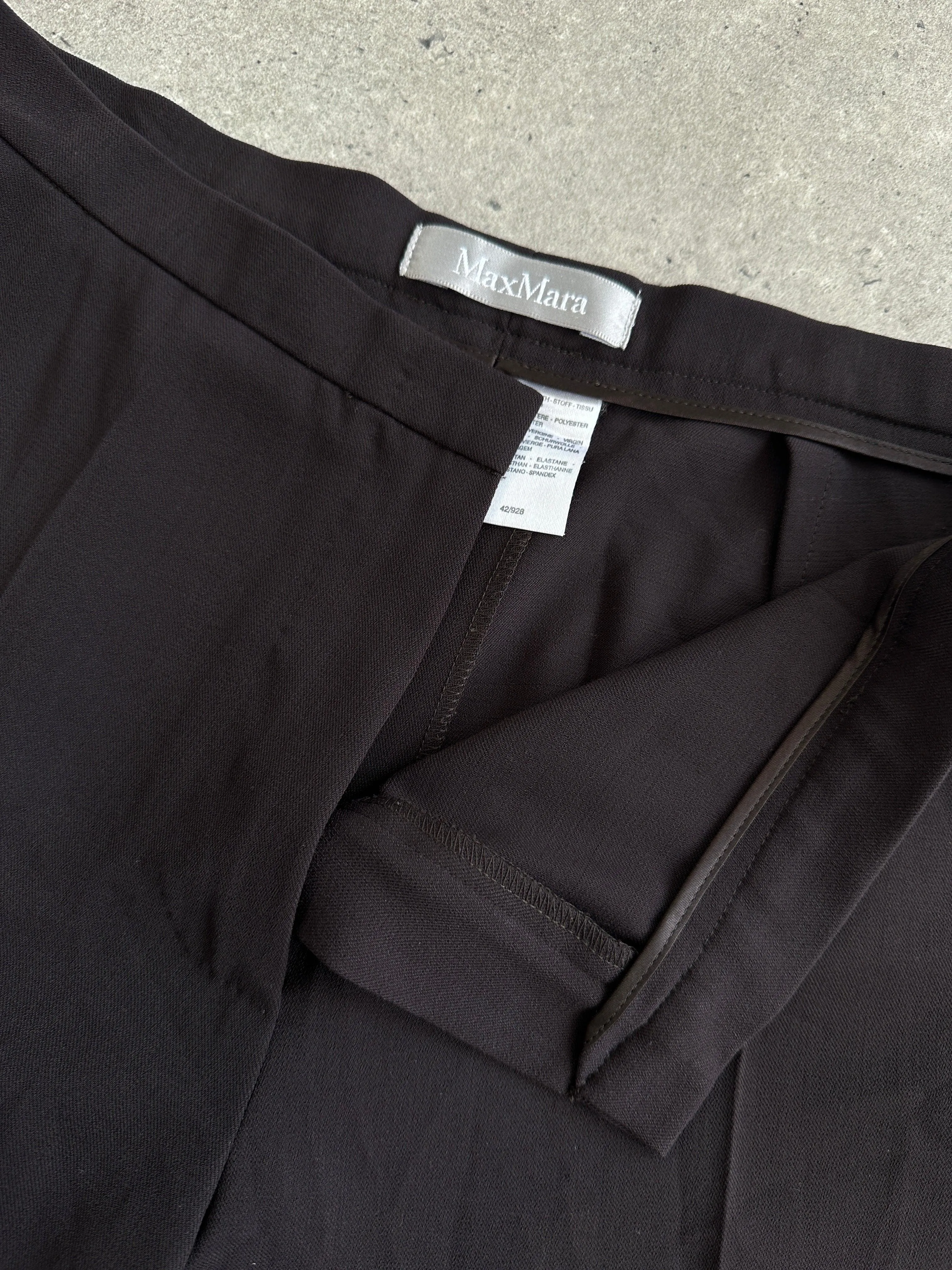 Max Mara Minimal Wool Mid Waist Tailored Trousers - W30