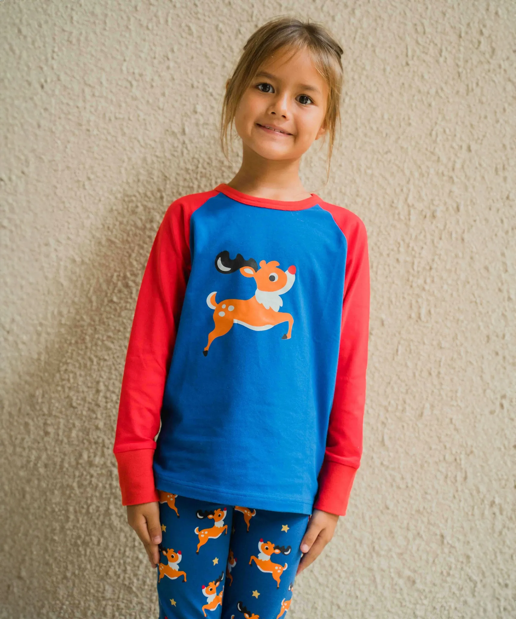 Maxomorra Reindeer Raglan Long Sleeve Top