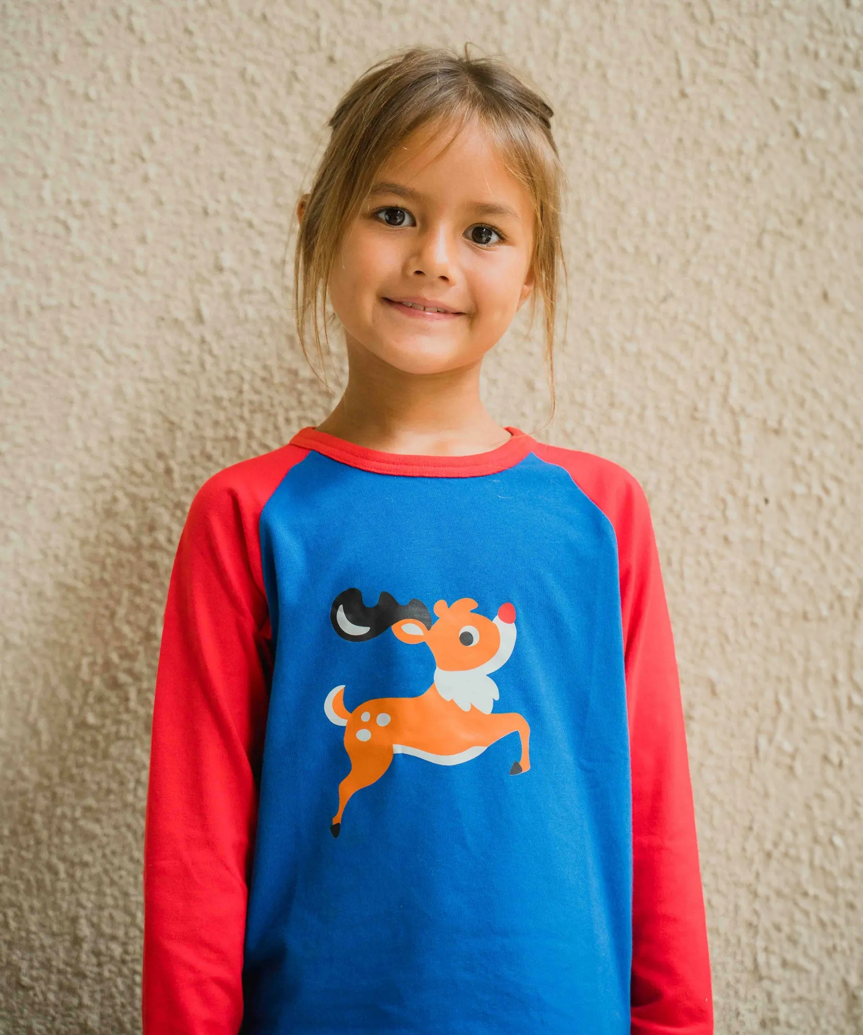 Maxomorra Reindeer Raglan Long Sleeve Top