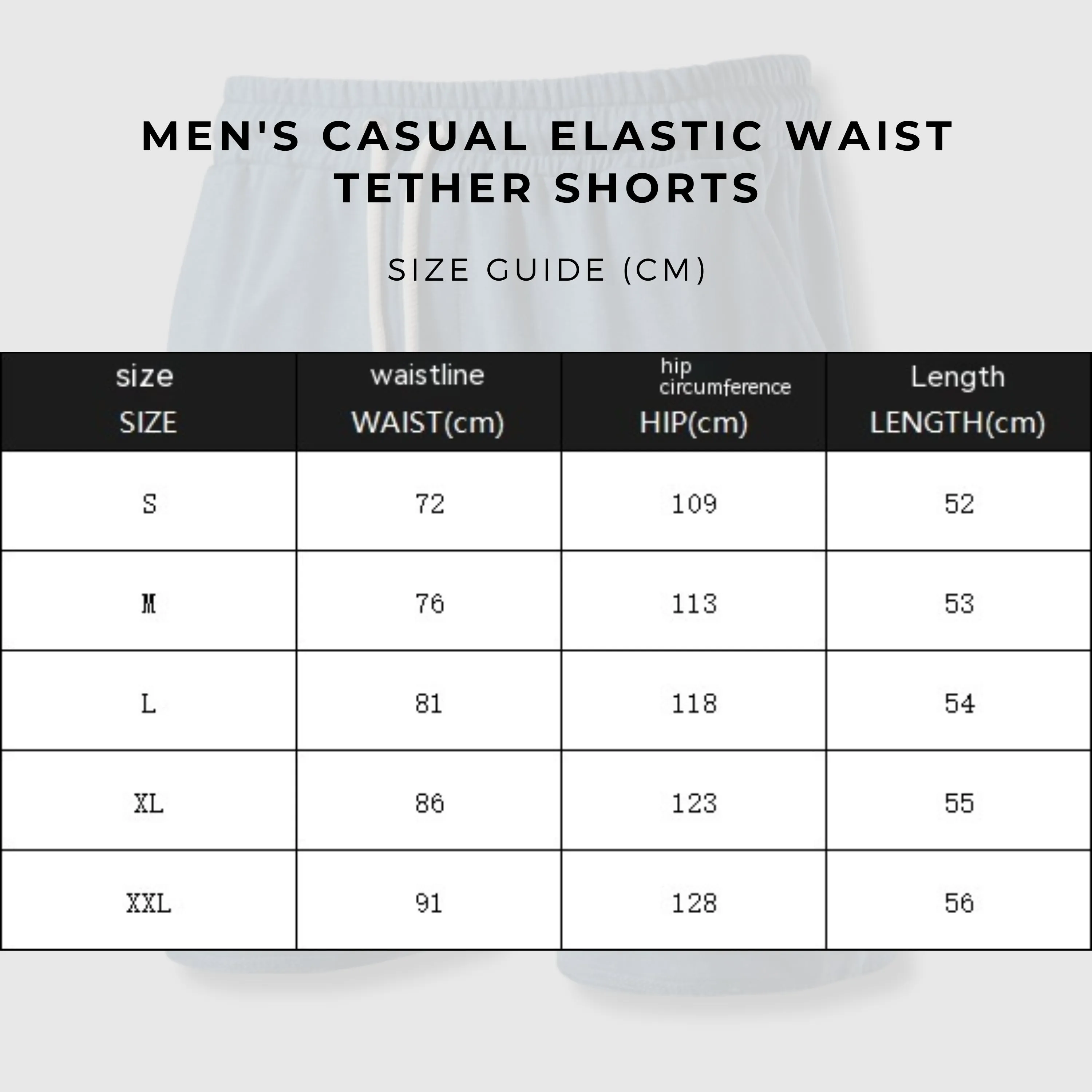 Men's Casual Elastic Waist Tether Shorts