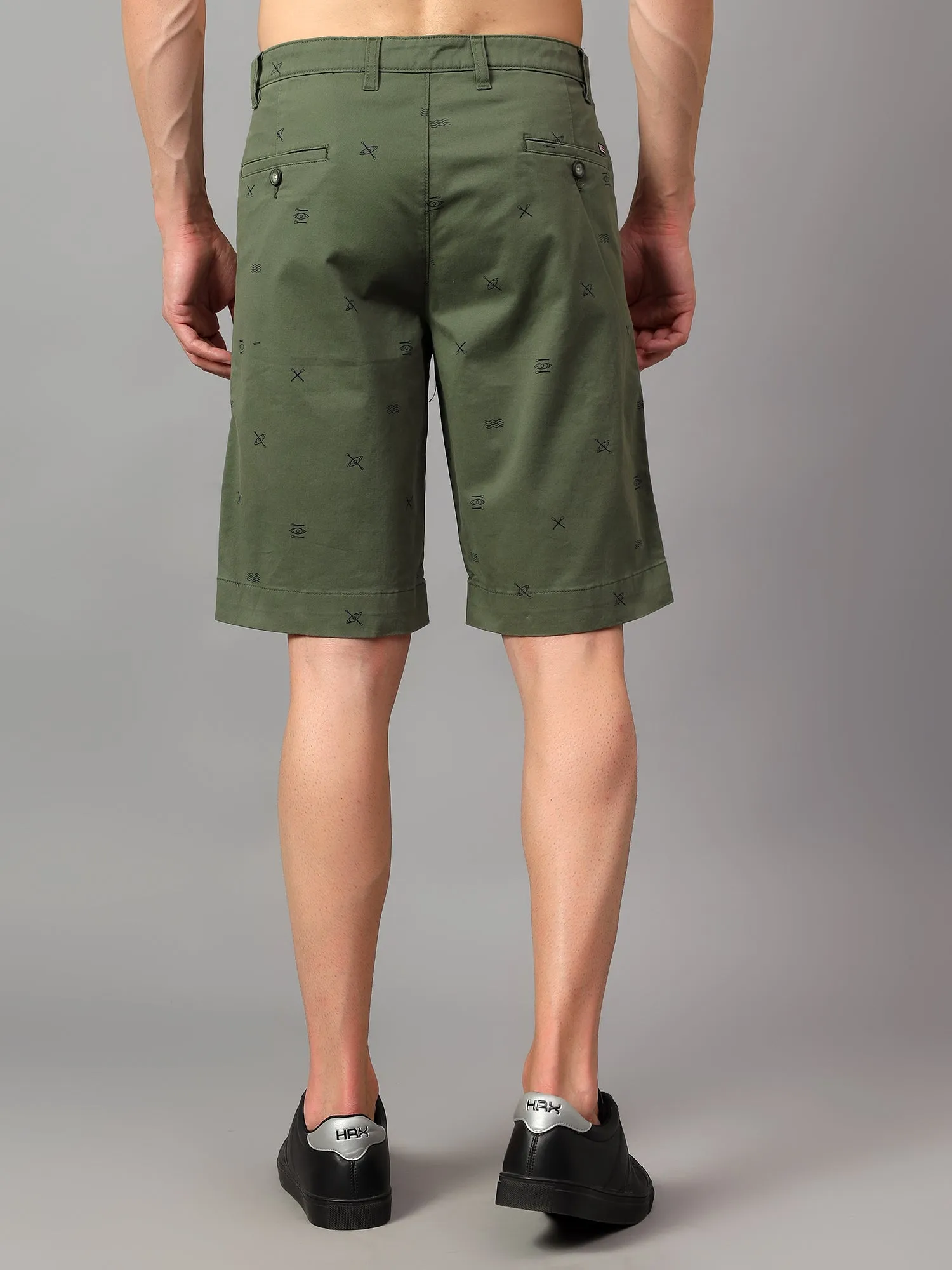 Men's Green Printed Above Knee Bermuda