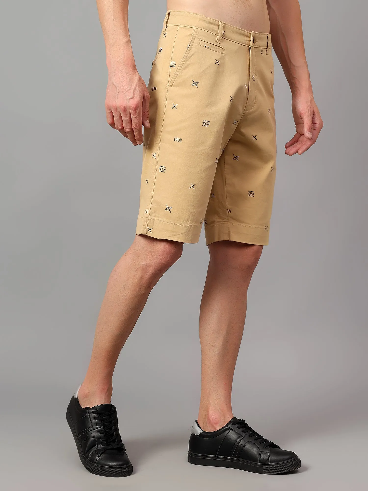 Men's Khaki Printed Above Knee Bermuda