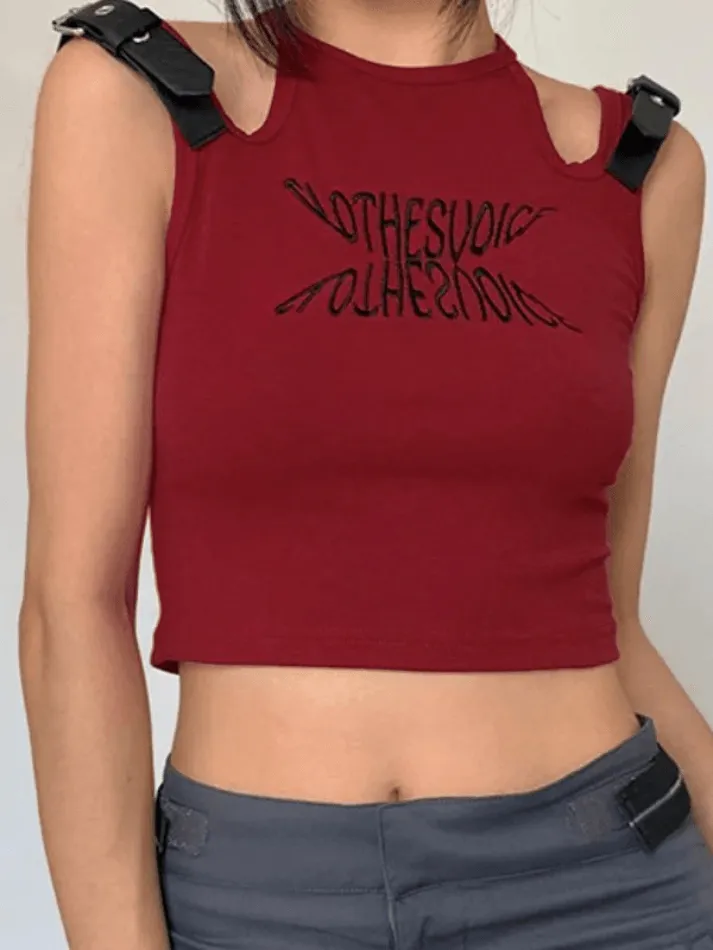 Metal Strap Cutout Cropped Tank Top