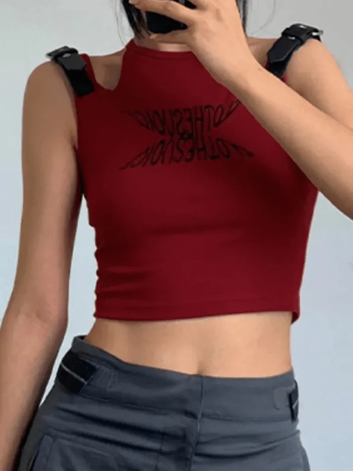 Metal Strap Cutout Cropped Tank Top