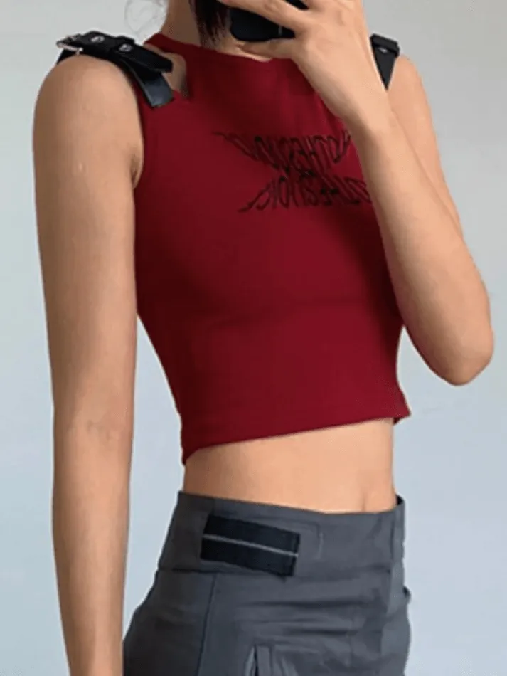 Metal Strap Cutout Cropped Tank Top