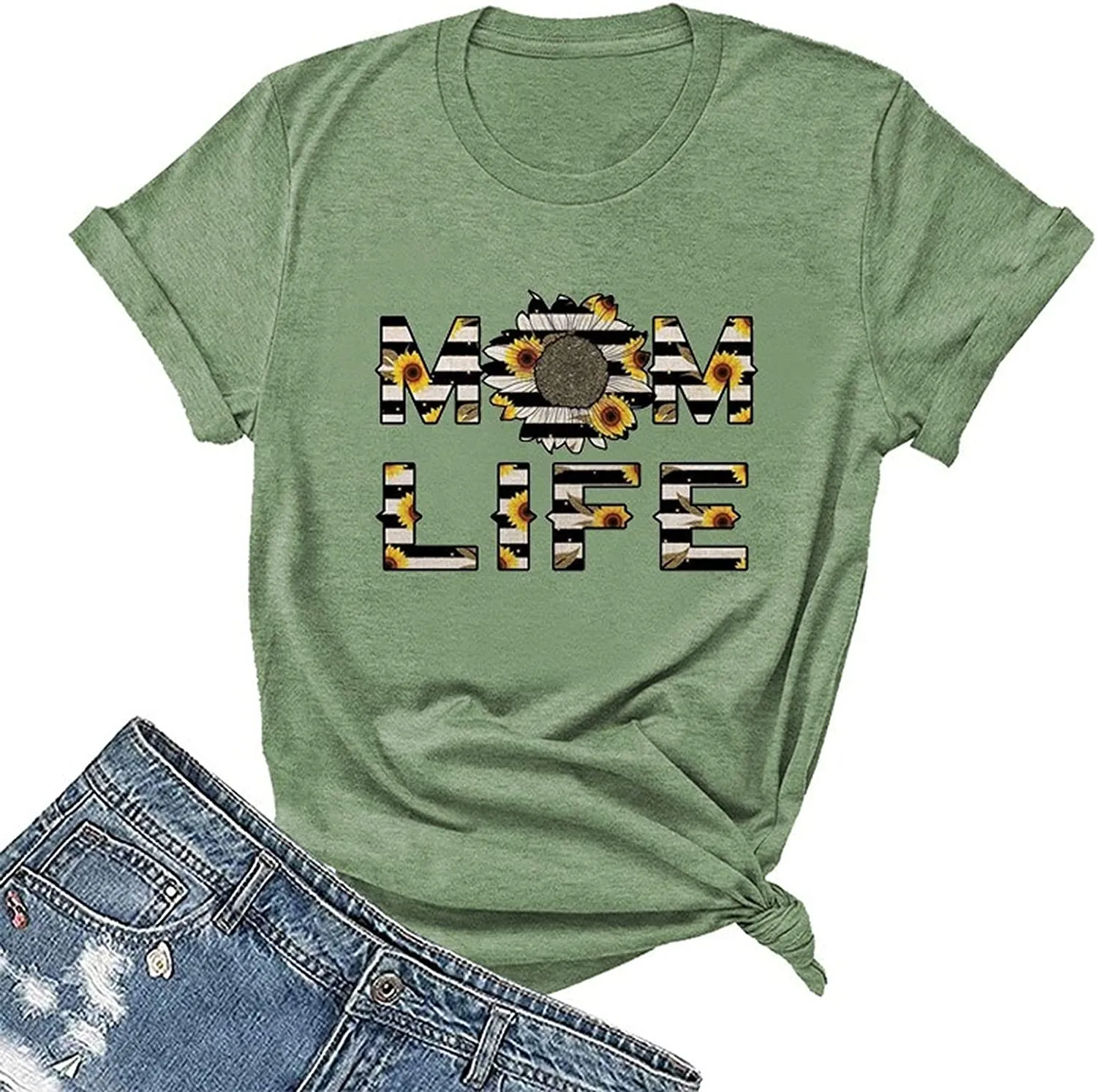 Mom Life Sunflower T-Shirt Women Mothers Day Graphic Tees